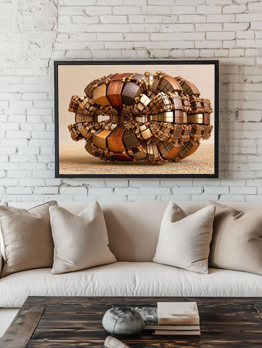 Wooden Geometric Sculpture Poster. room preview