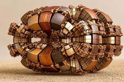 Wooden Geometric Sculpture Poster.