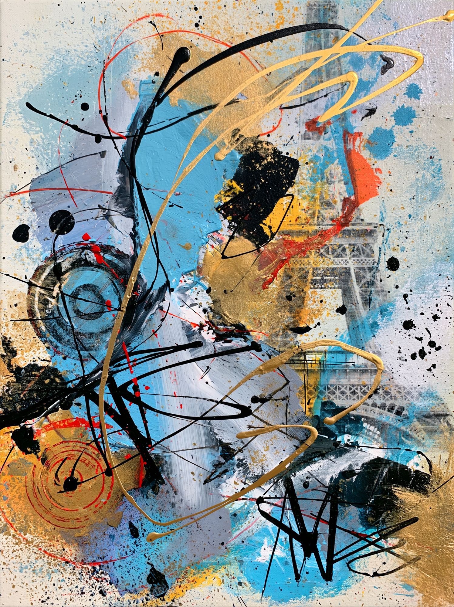 Blue Gold Abstract Expressionism Poster. poster detail
