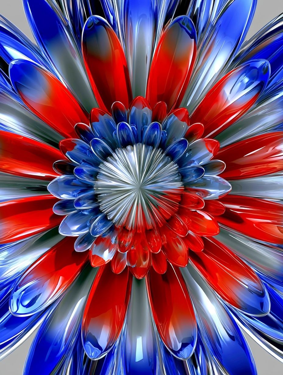 Red Blue Glass Bloom Abstract Poster. poster — abstract art