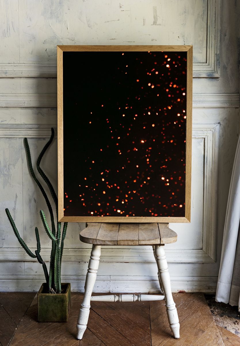 Ember Sparks Abstract Poster. room preview