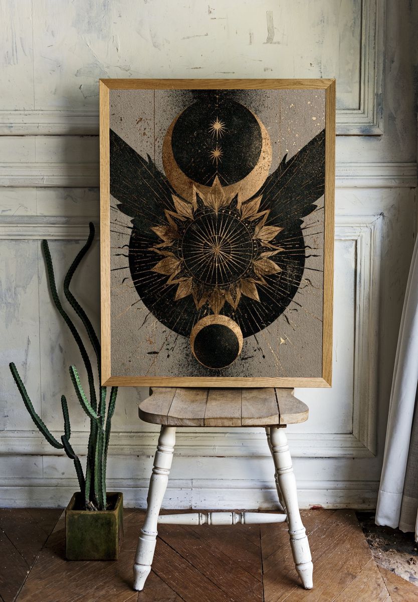Celestial Wings Abstract Poster. room preview