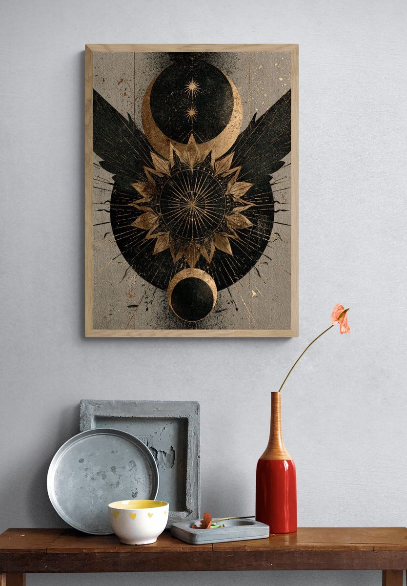 Celestial Wings Abstract Poster. — room view 3
