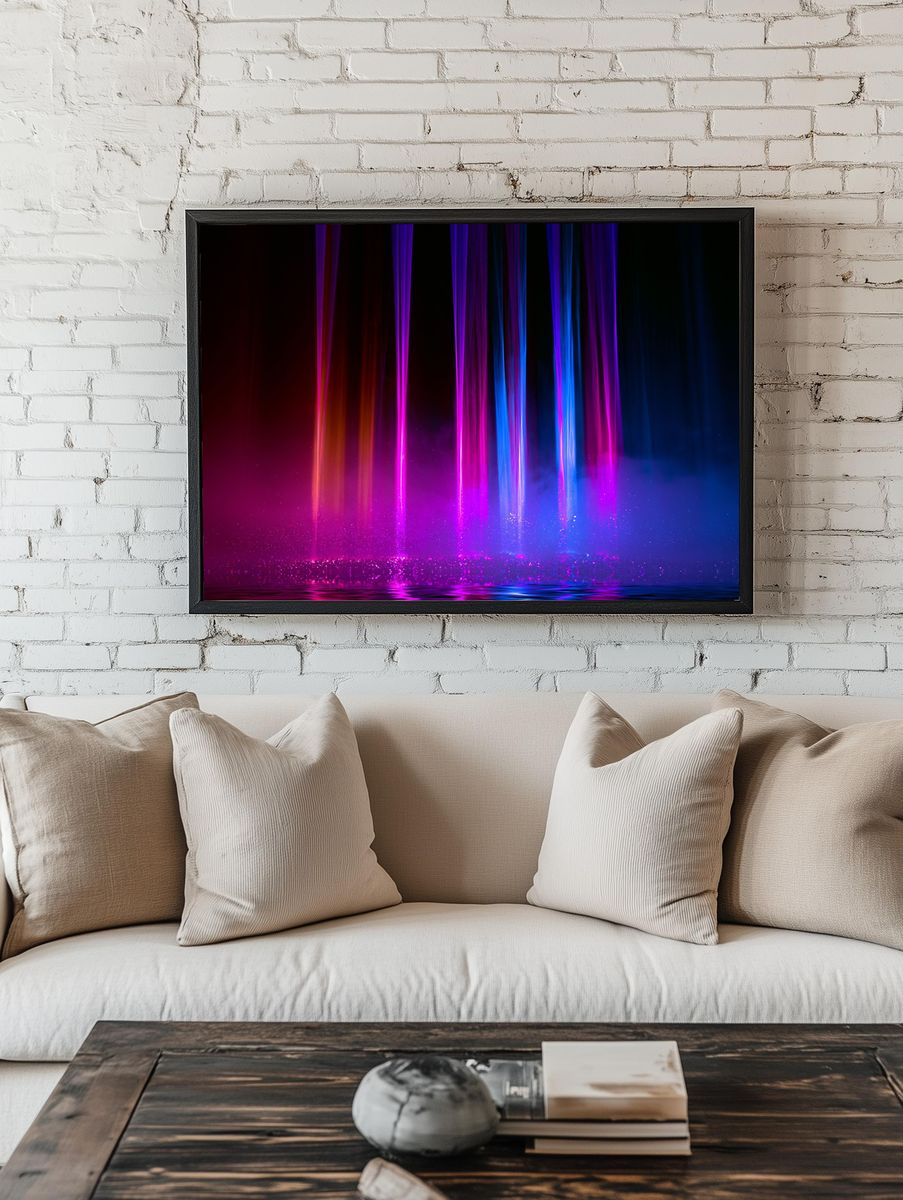 Neon Light Beams Abstract Poster. room preview