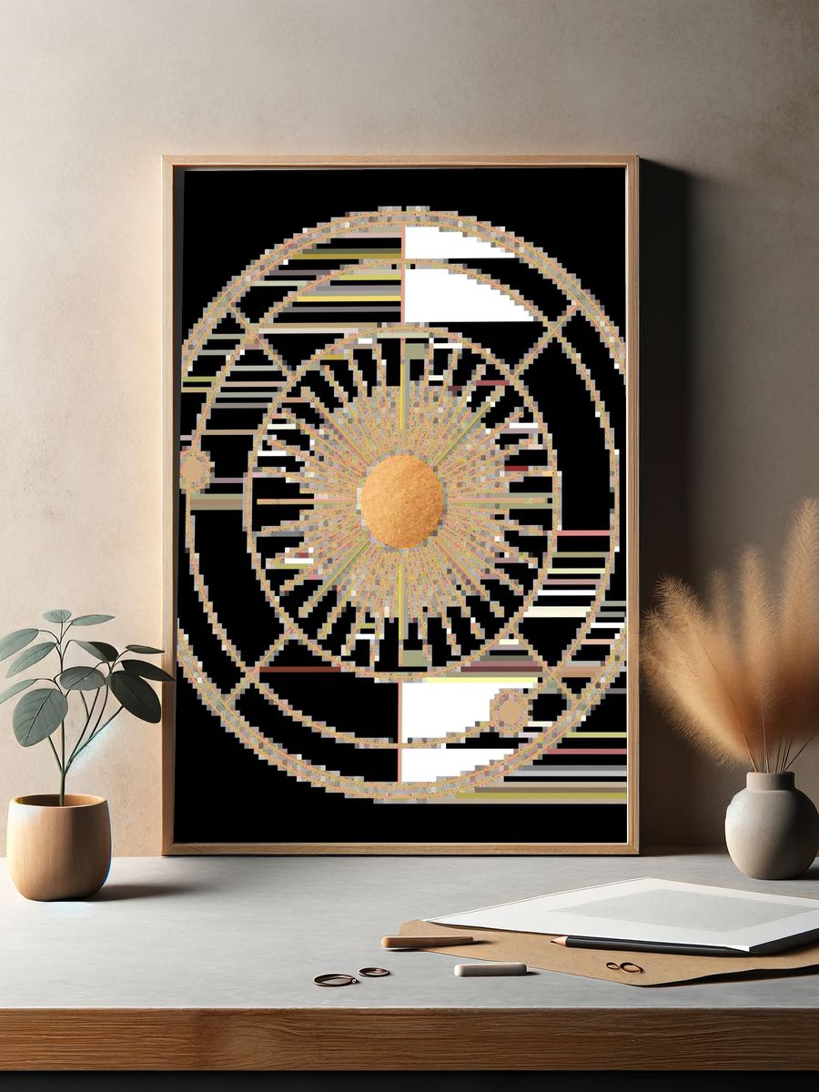 Neutral Textured Abstract Poster. — room view 2