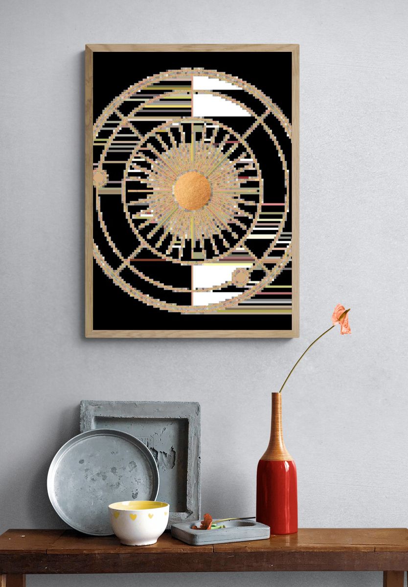 Neutral Textured Abstract Poster. — room view 3