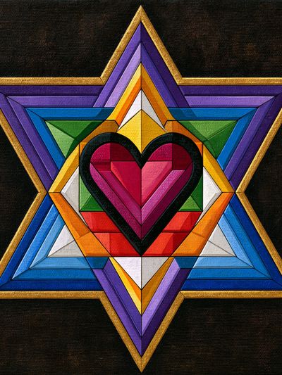 Rainbow Heart Star Abstract Poster. poster