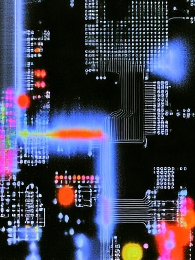 Neon Circuit Abstract Poster. poster