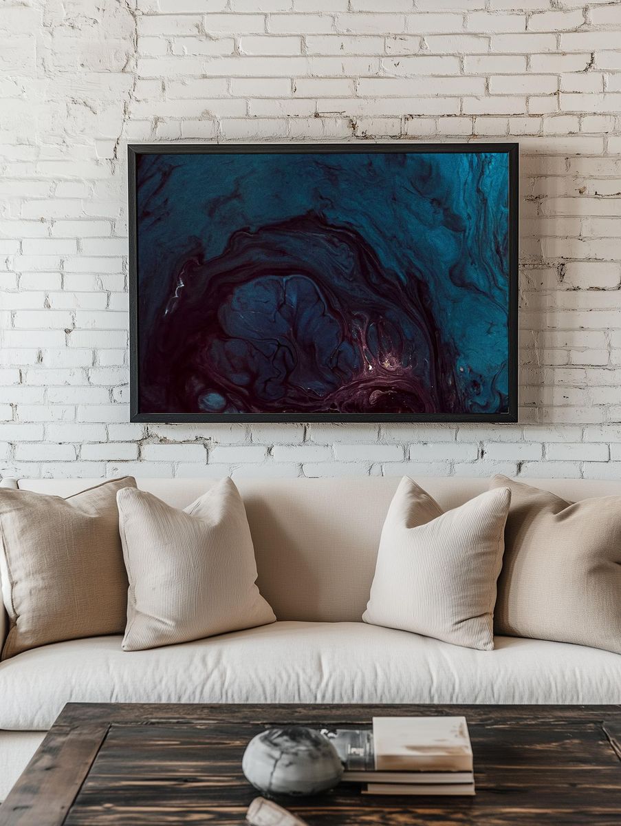 Abstract grunge blue watercolor patterned. — room view 1
