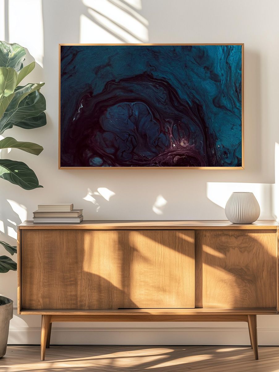 Abstract grunge blue watercolor patterned. — room view 3