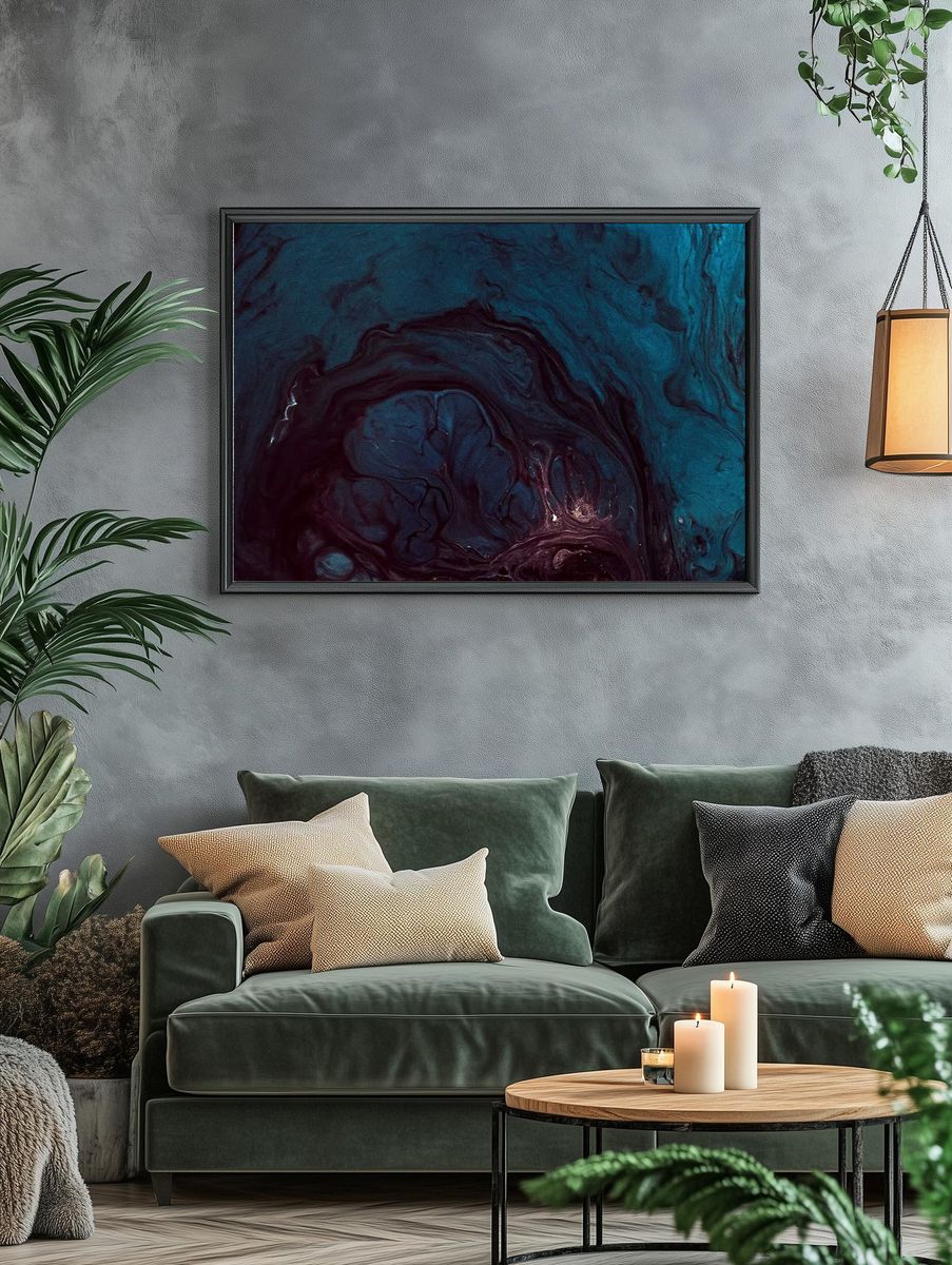 Abstract grunge blue watercolor patterned. — room view 4