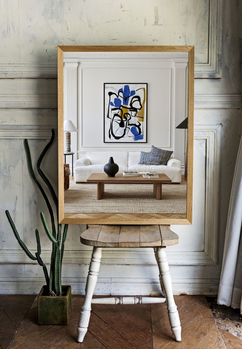 Abstract Blue and Black Line Poster. room preview