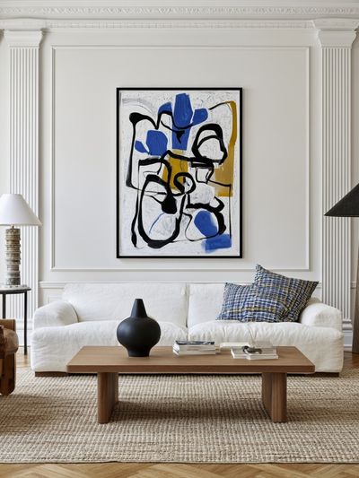 Abstract Blue and Black Line Poster.