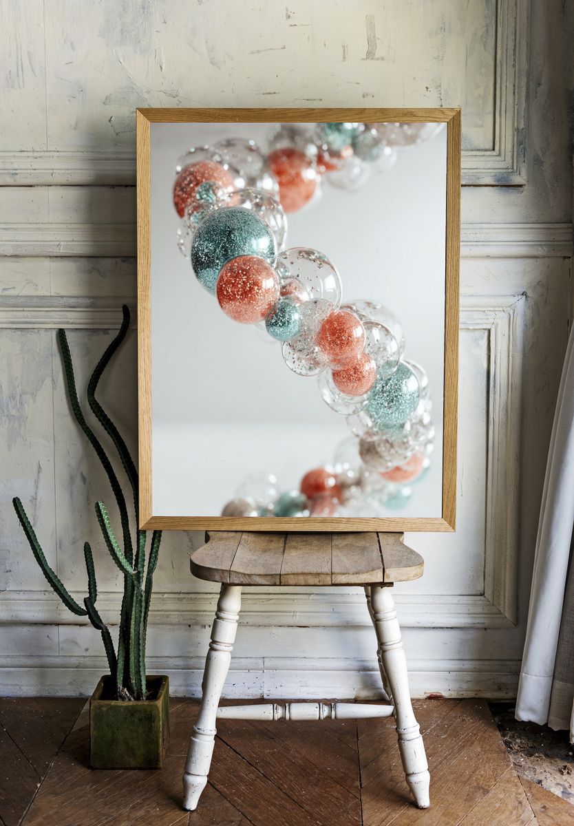 Glitter Orb Spiral Abstract Print. room preview