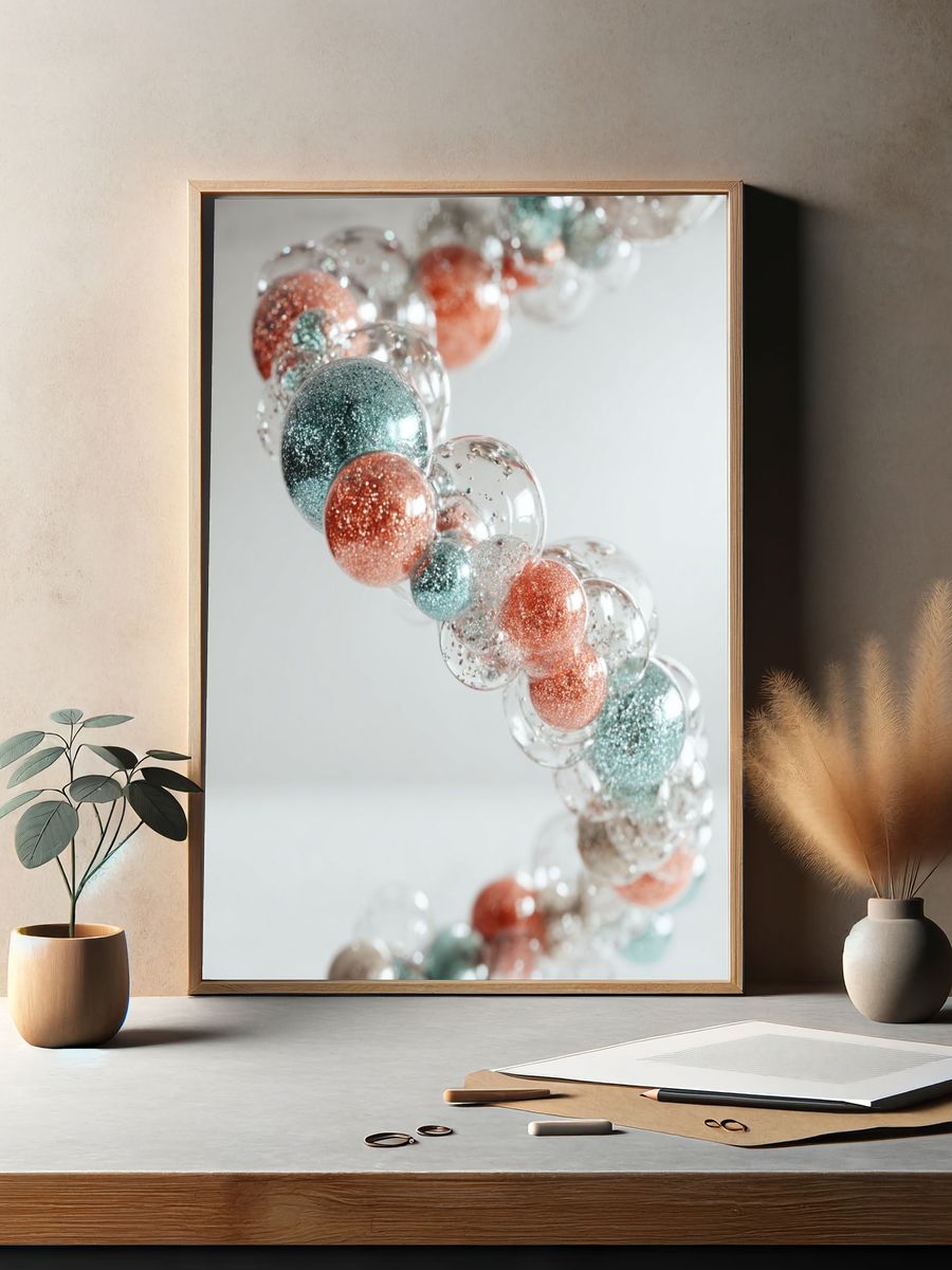Glitter Orb Spiral Abstract Print. — room view 2