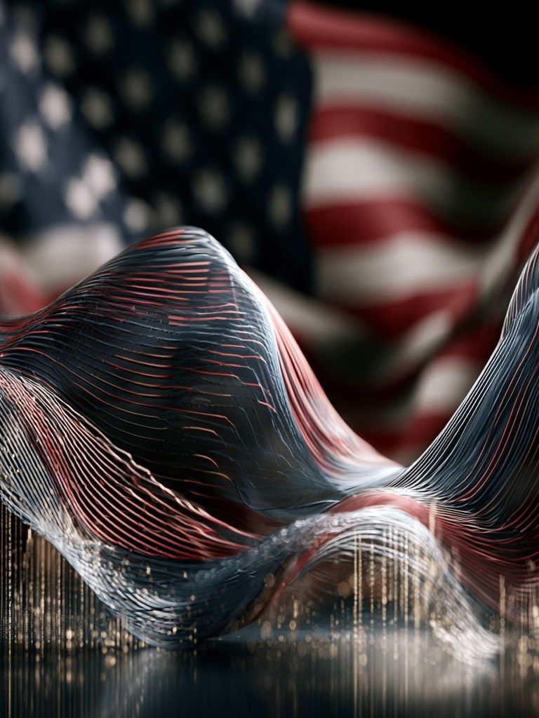 American Wave Abstract Poster. poster detail