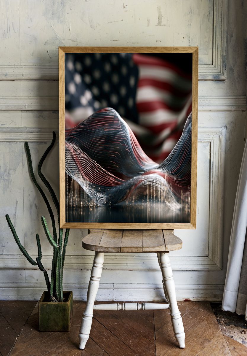 American Wave Abstract Poster. — room view 1