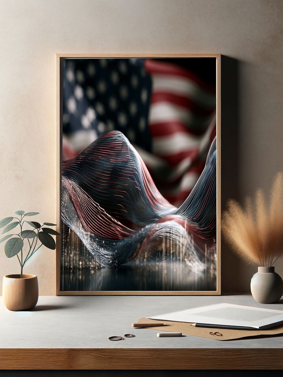 American Wave Abstract Poster. — room view 2