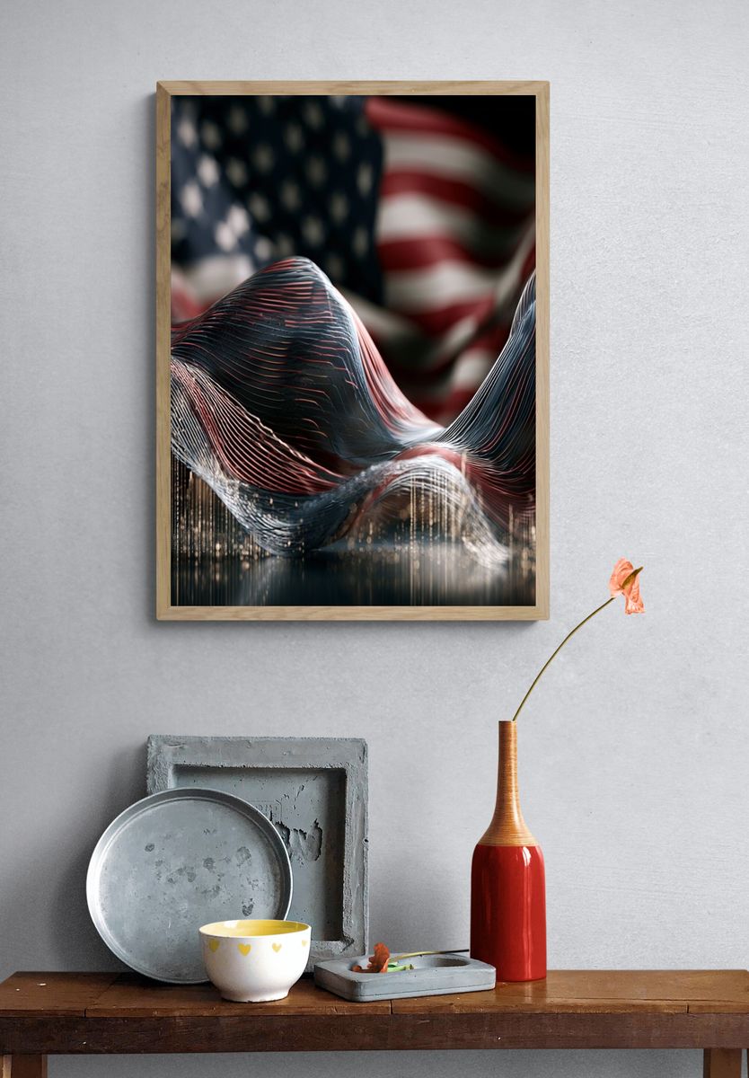 American Wave Abstract Poster. — room view 3