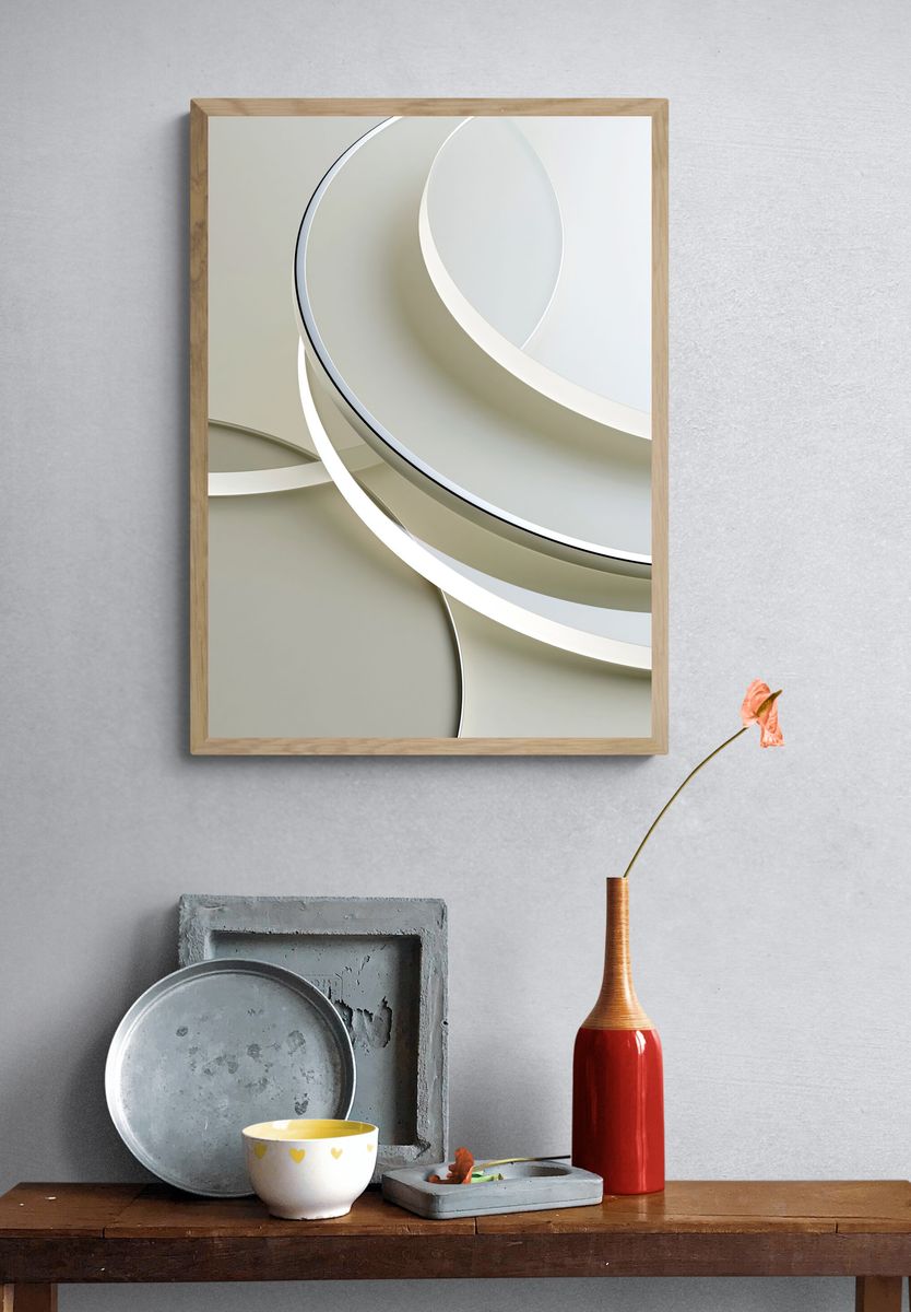 Soft Overlapping Circles Abstract Poster. — room view 3
