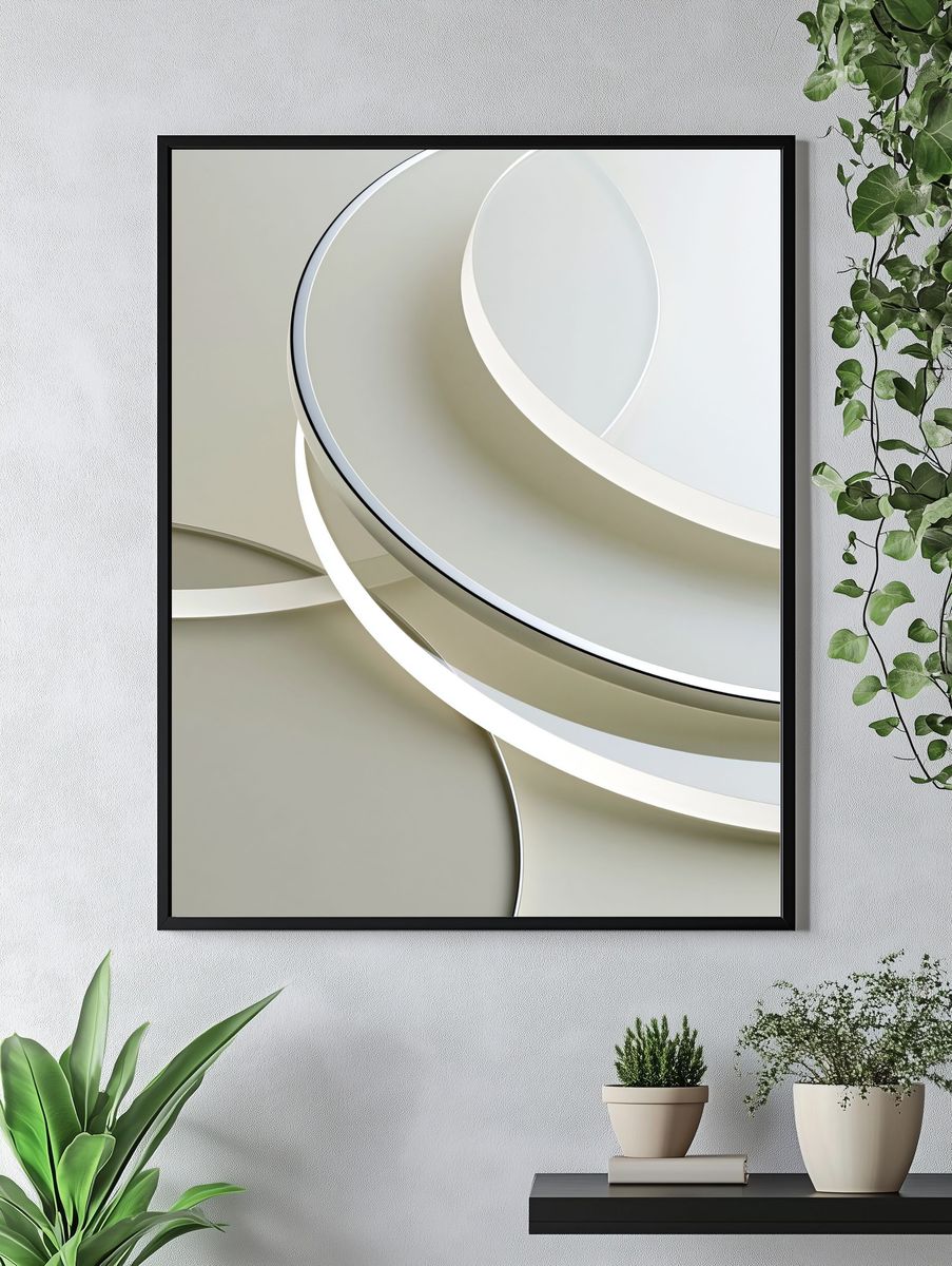 Soft Overlapping Circles Abstract Poster. — room view 4