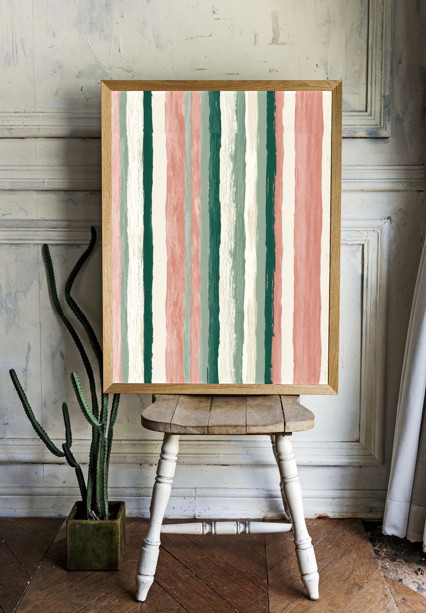 Pastel Brush Stripe Abstract Print. — room view 1