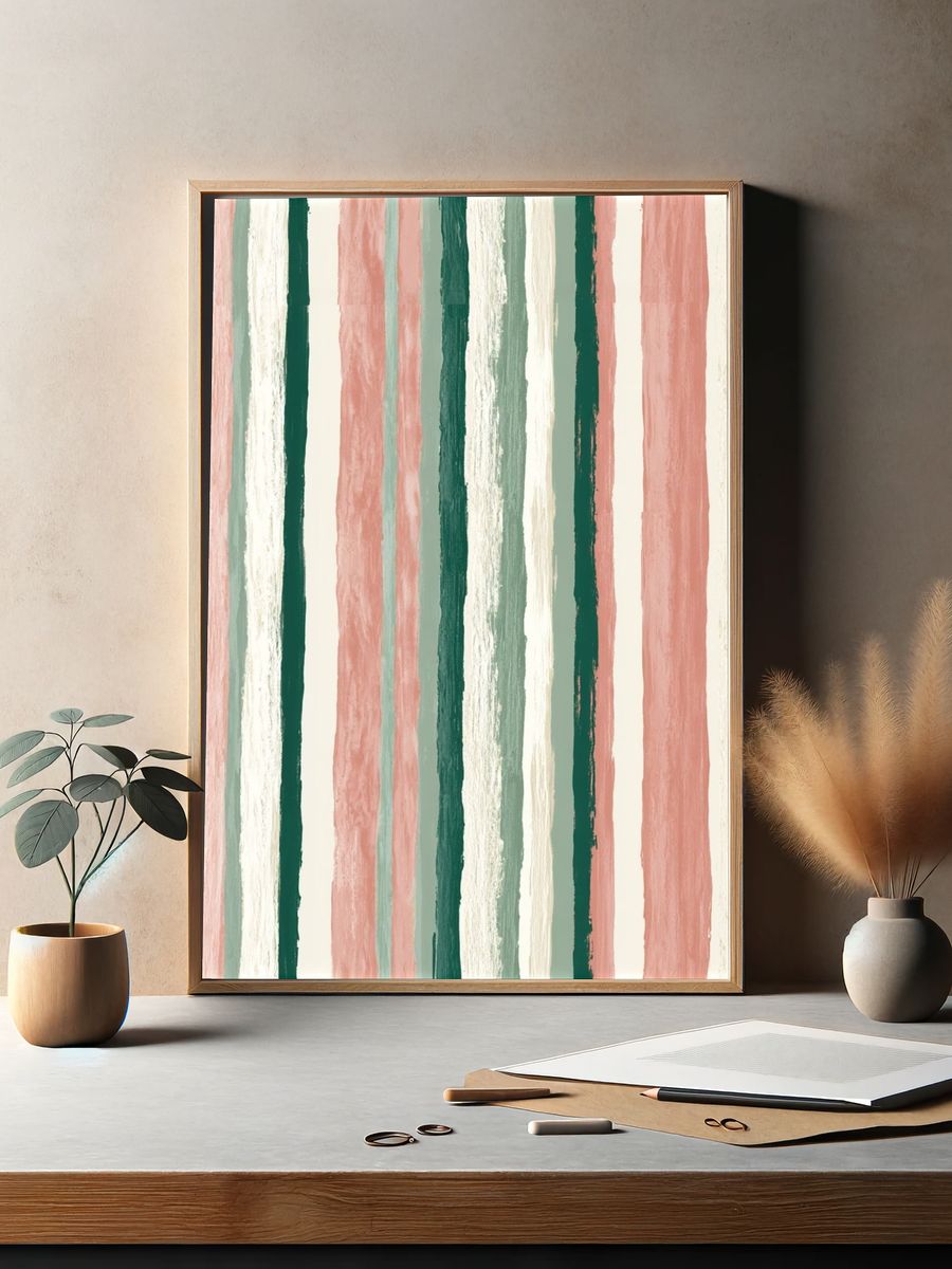 Pastel Brush Stripe Abstract Print. — room view 2