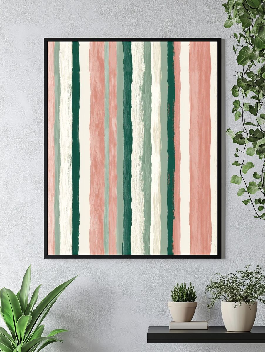 Pastel Brush Stripe Abstract Print. — room view 4