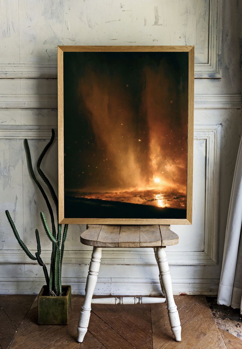 Molten Ember Abstract Poster. — room view 1
