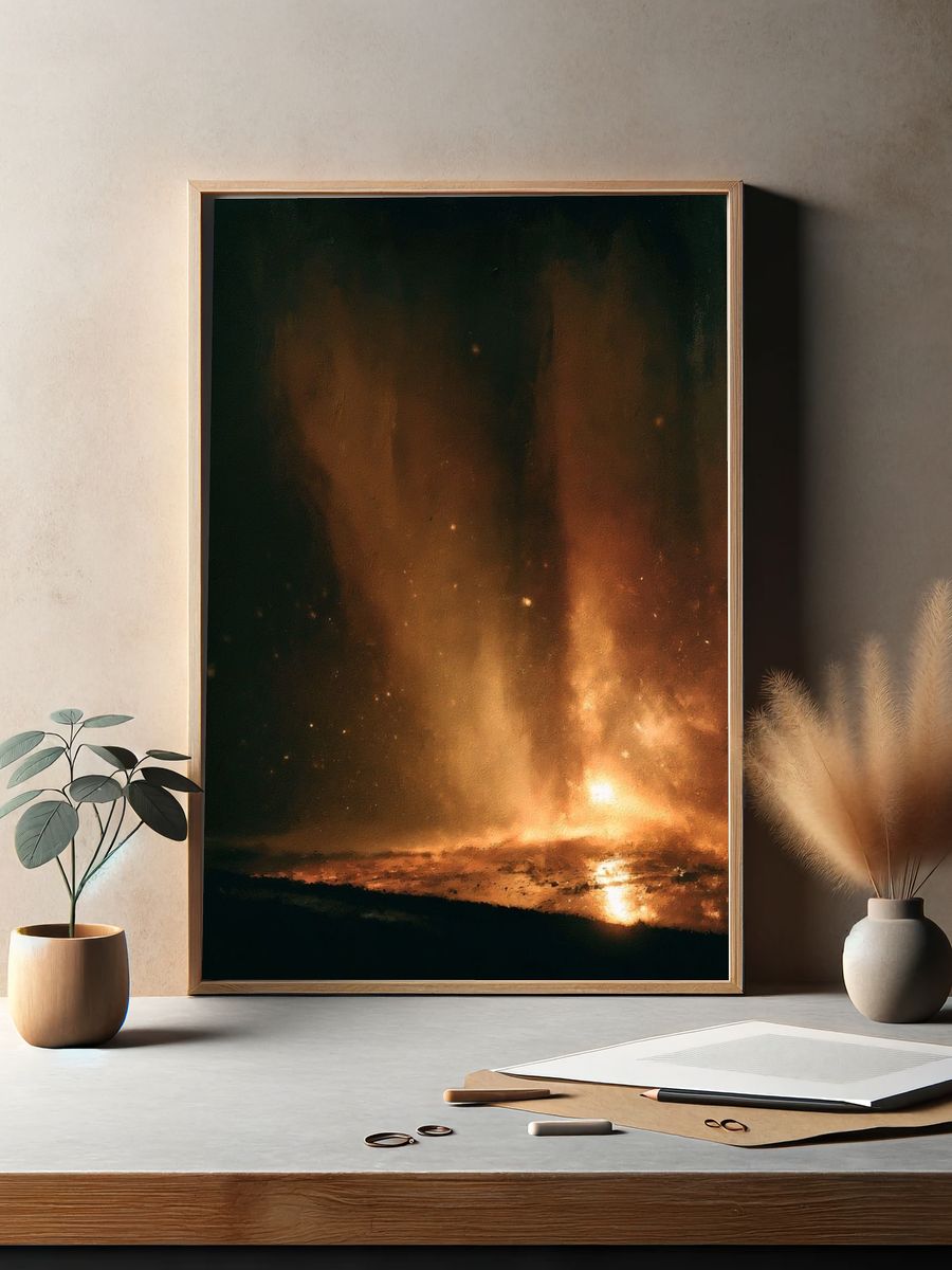 Molten Ember Abstract Poster. — room view 2
