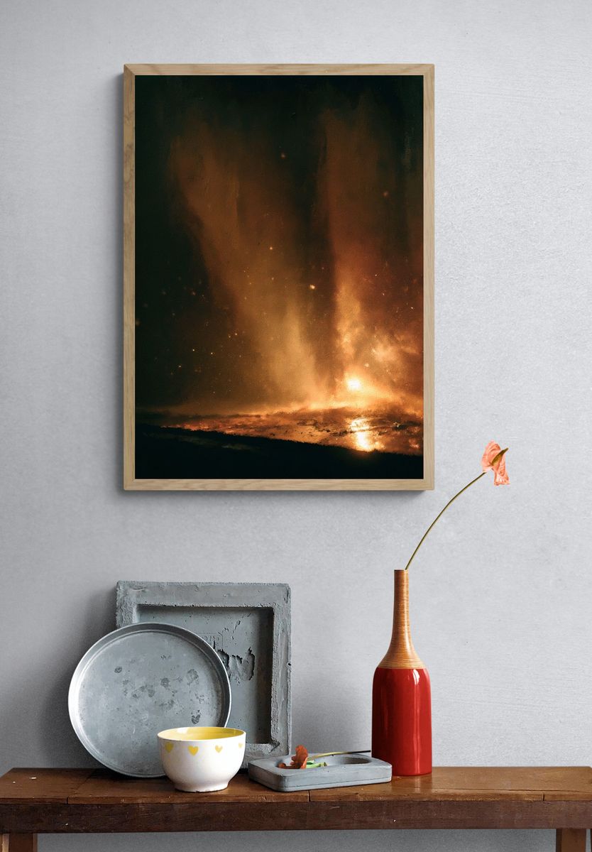 Molten Ember Abstract Poster. — room view 3