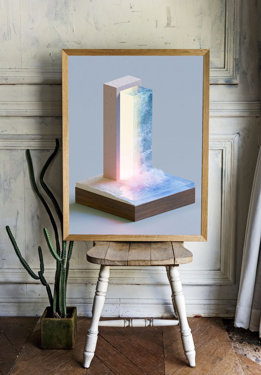 Icy Light Abstract Poster. — room view 1