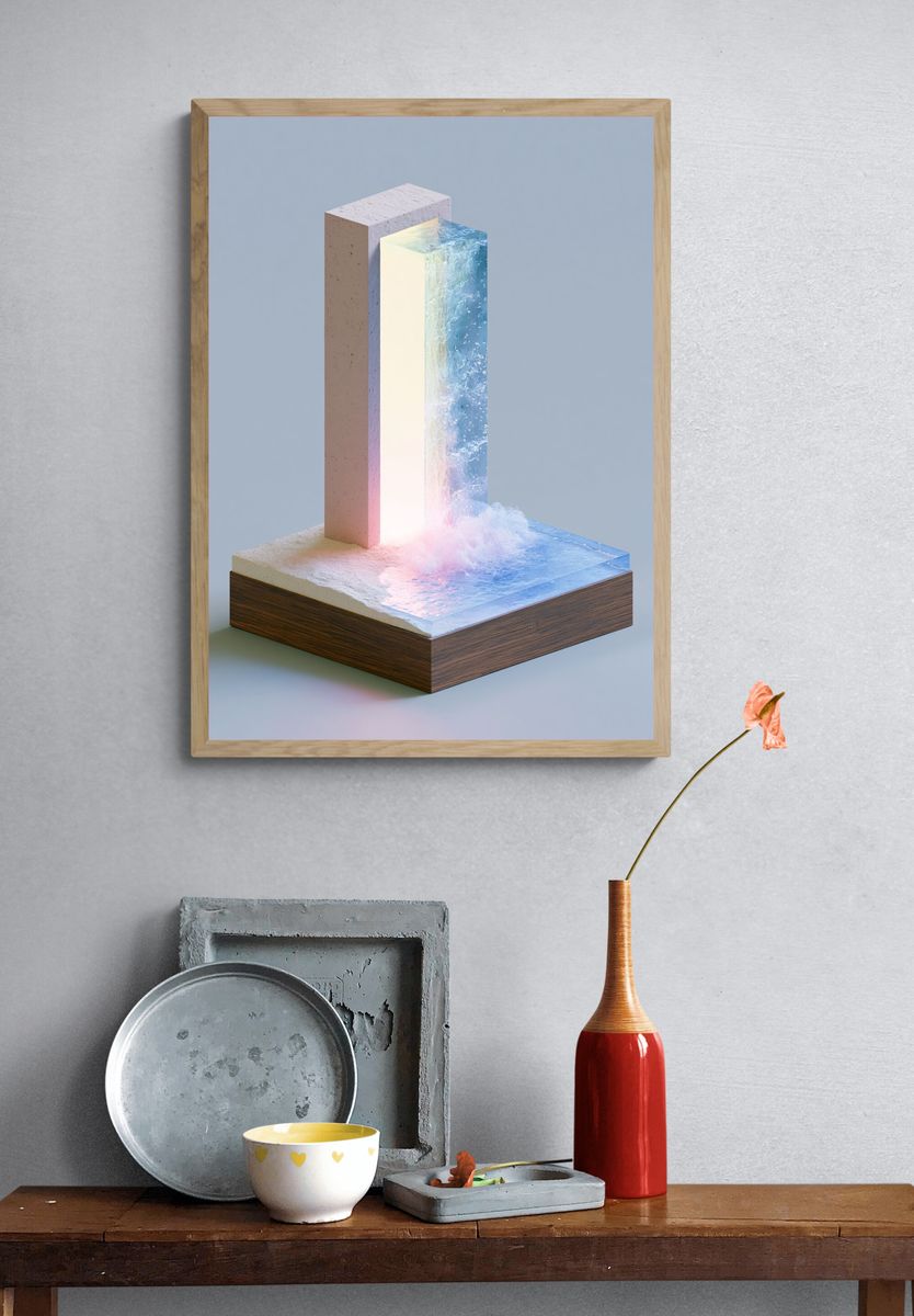 Icy Light Abstract Poster. — room view 3