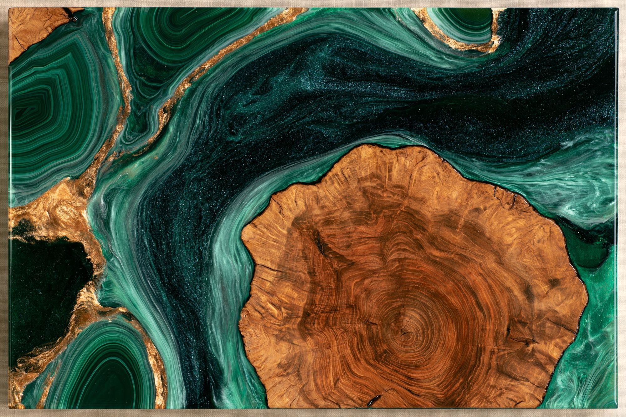 Emerald Resin Wood Abstract Poster. poster — abstract art