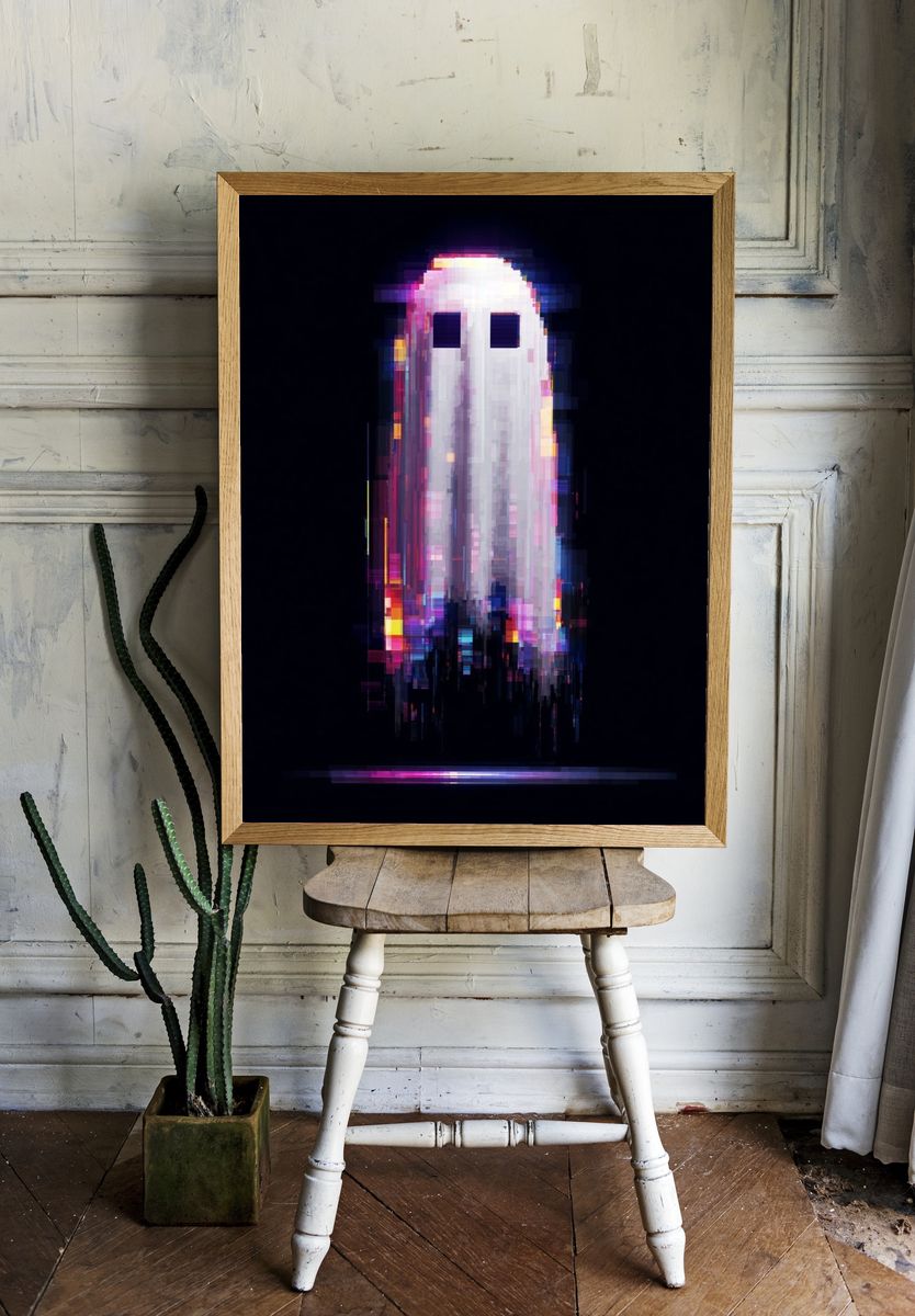 Glitch Ghost Abstract Poster. — room view 1