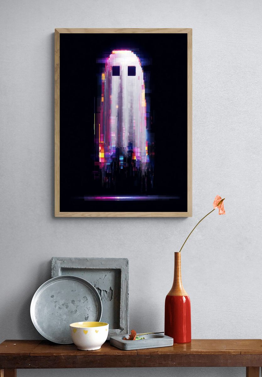 Glitch Ghost Abstract Poster. — room view 3