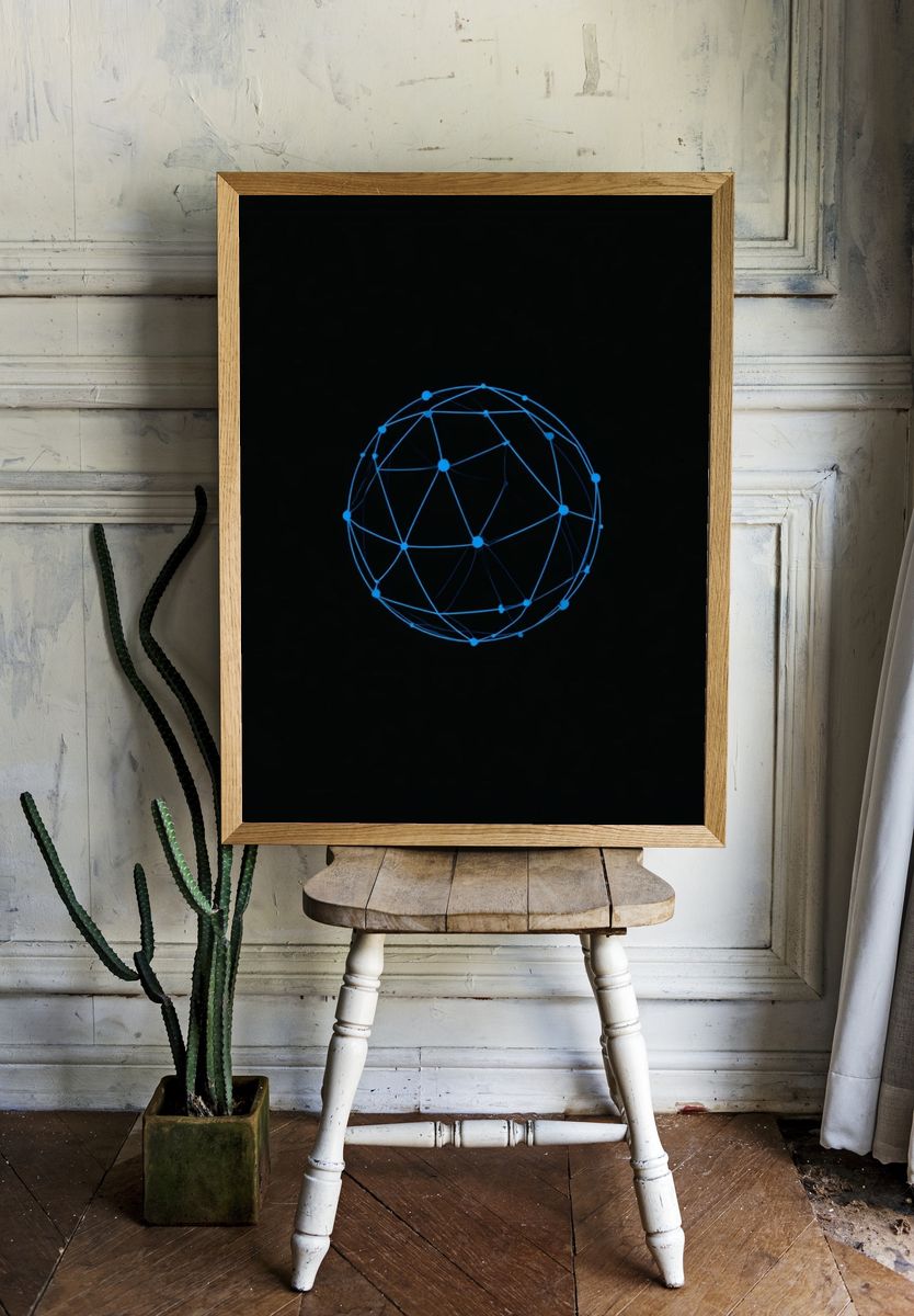 Neon Network Sphere Poster. room preview