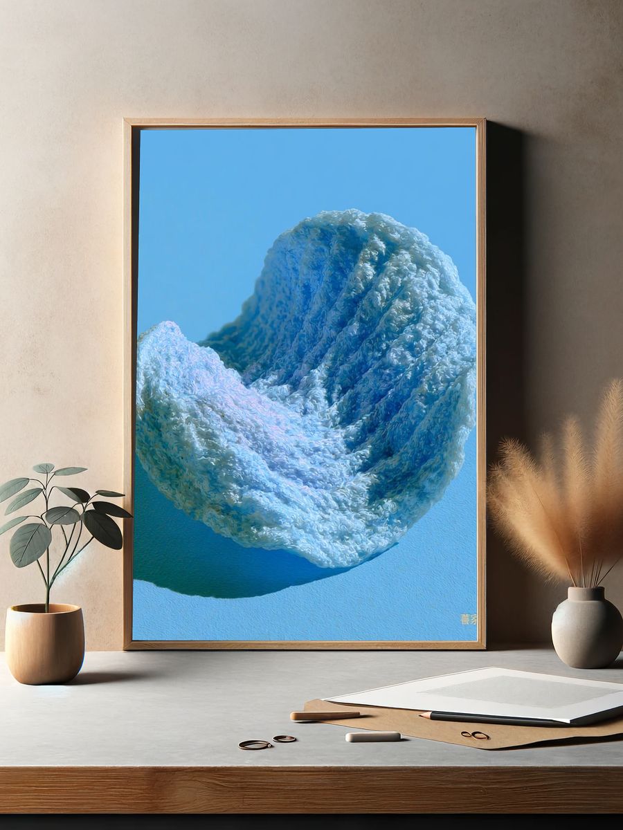 Blue Shell Sculpture Print. — room view 2