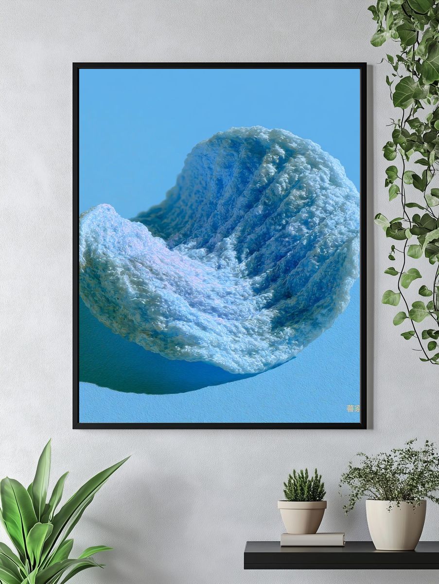 Blue Shell Sculpture Print. — room view 4