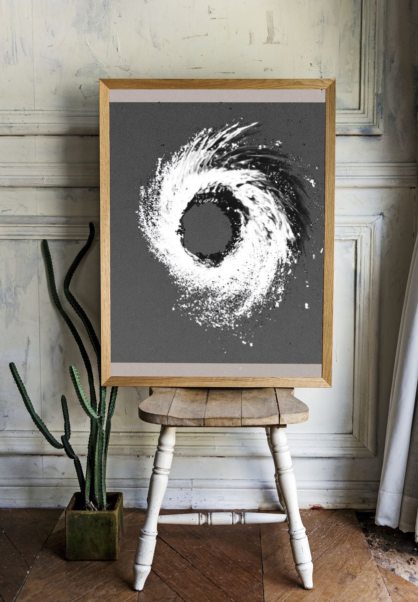 Monochrome Spiral Abstract Poster. — room view 1