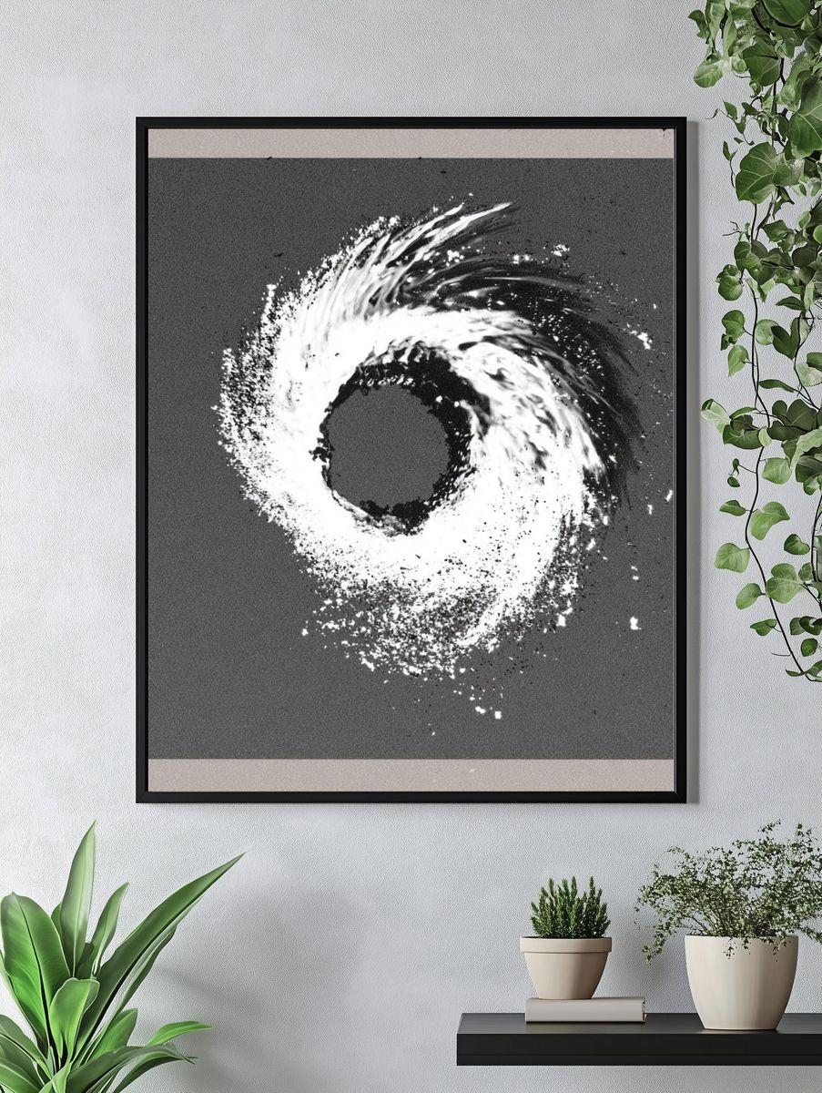 Monochrome Spiral Abstract Poster. — room view 4