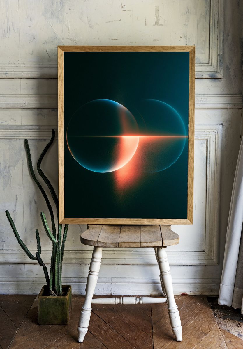 Celestial Orb Glow Abstract Poster. room preview