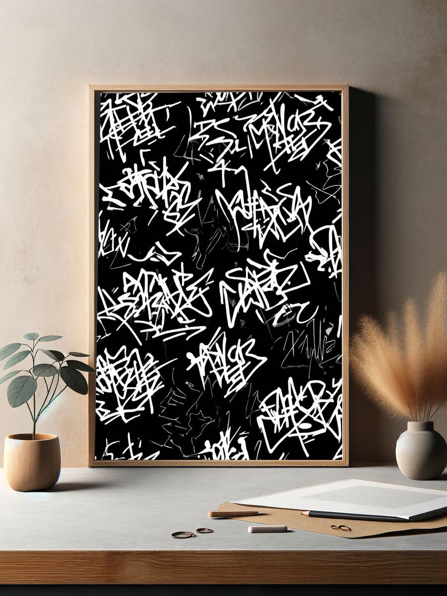 Graffiti Scribble Abstract Poster. — room view 2