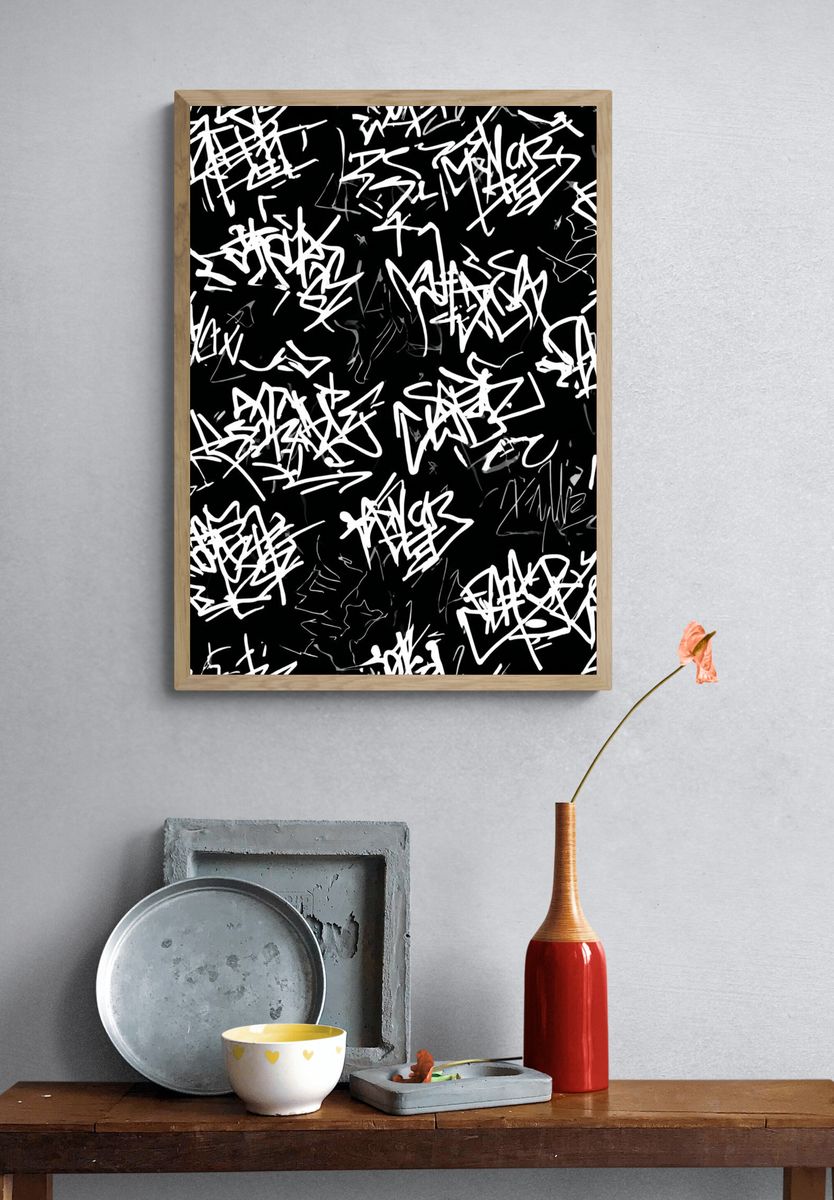 Graffiti Scribble Abstract Poster. — room view 3