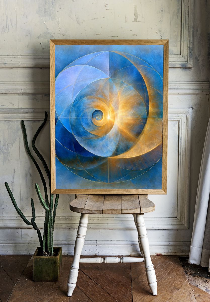 Golden Spiral Abstract Poster. room preview
