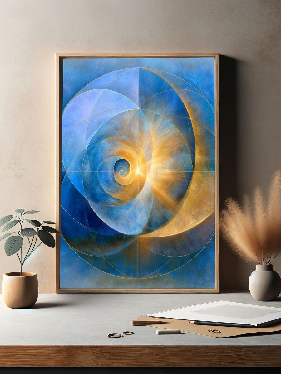 Golden Spiral Abstract Poster. — room view 2