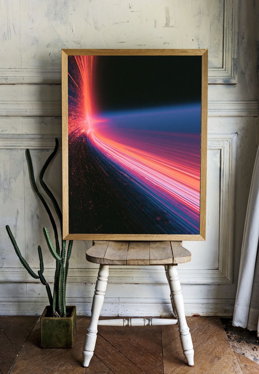 Neon Light Burst Abstract Poster. room preview