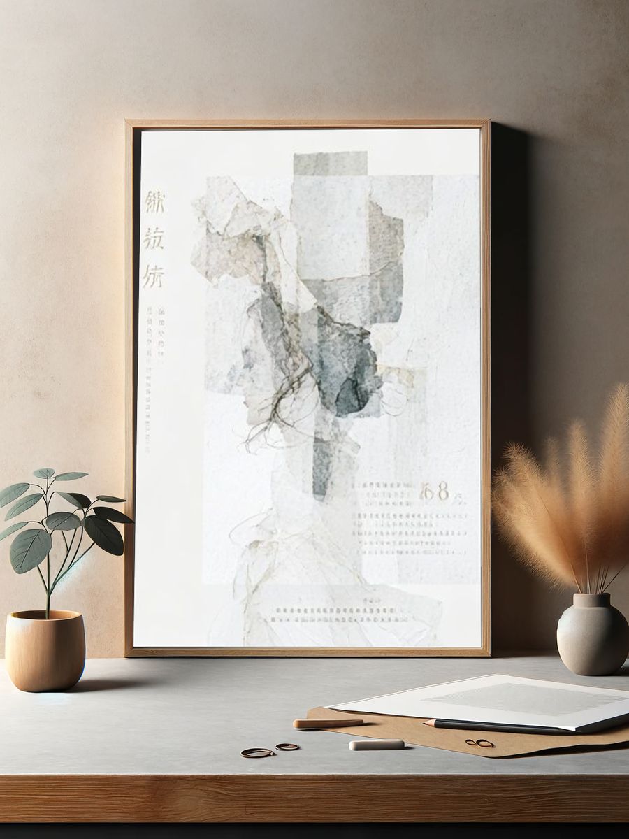 Abstract Ink Collage Poster. — room view 2