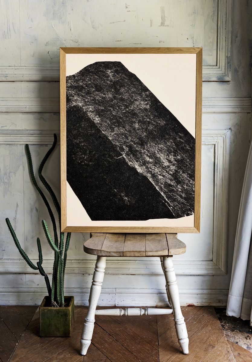 Monochrome Stone Texture Poster. room preview