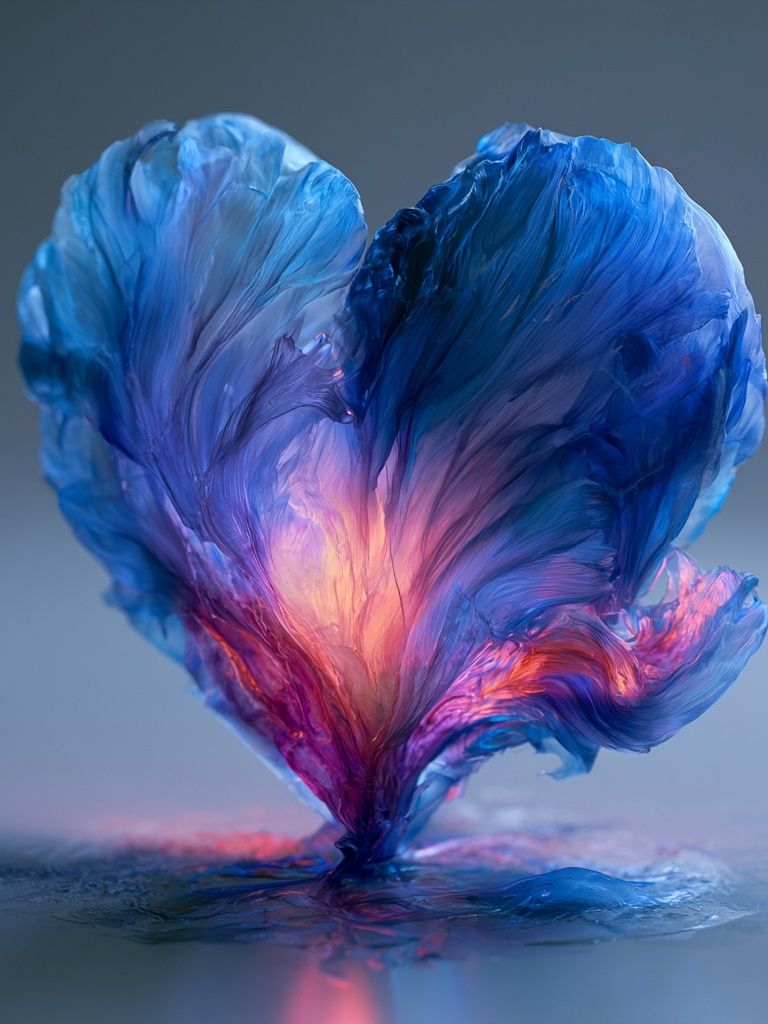 Blue Heart Bloom Abstract Poster. poster — abstract art